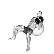 Press De Martillo Con Mancuerna Inclinado En Bola De Ejercicios