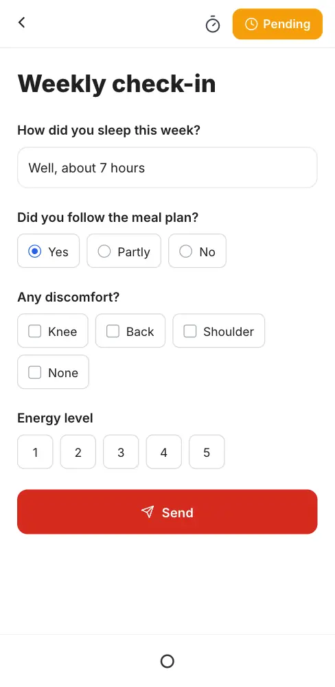 Tapping Send with two unanswered questions, answering them and sending the form