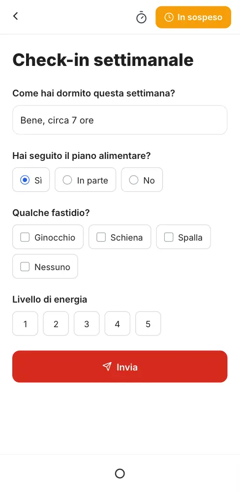 Toccare Invia con due domande senza risposta, rispondere e inviare il modulo