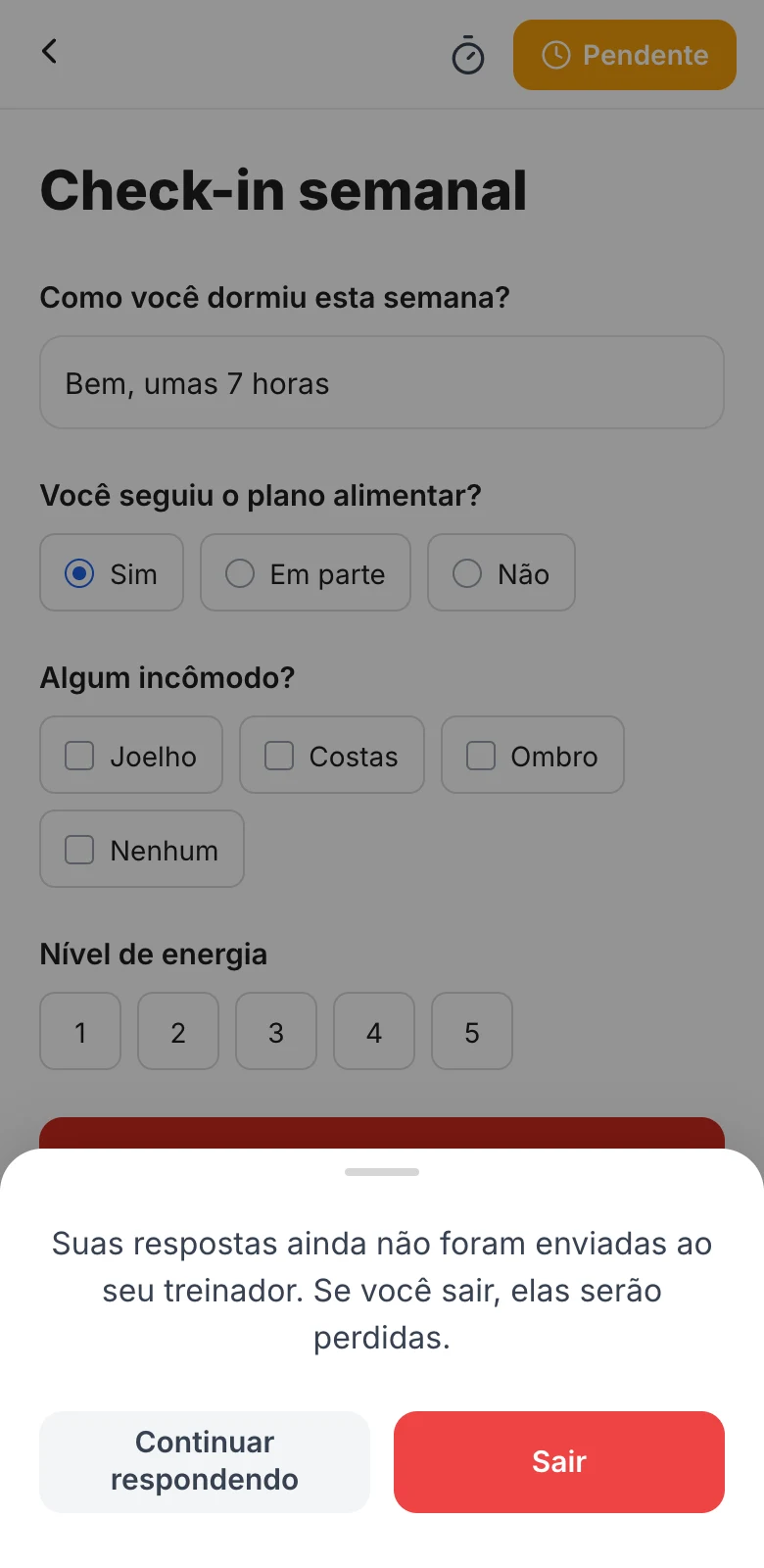 Aviso ao sair de um formulário com respostas não enviadas