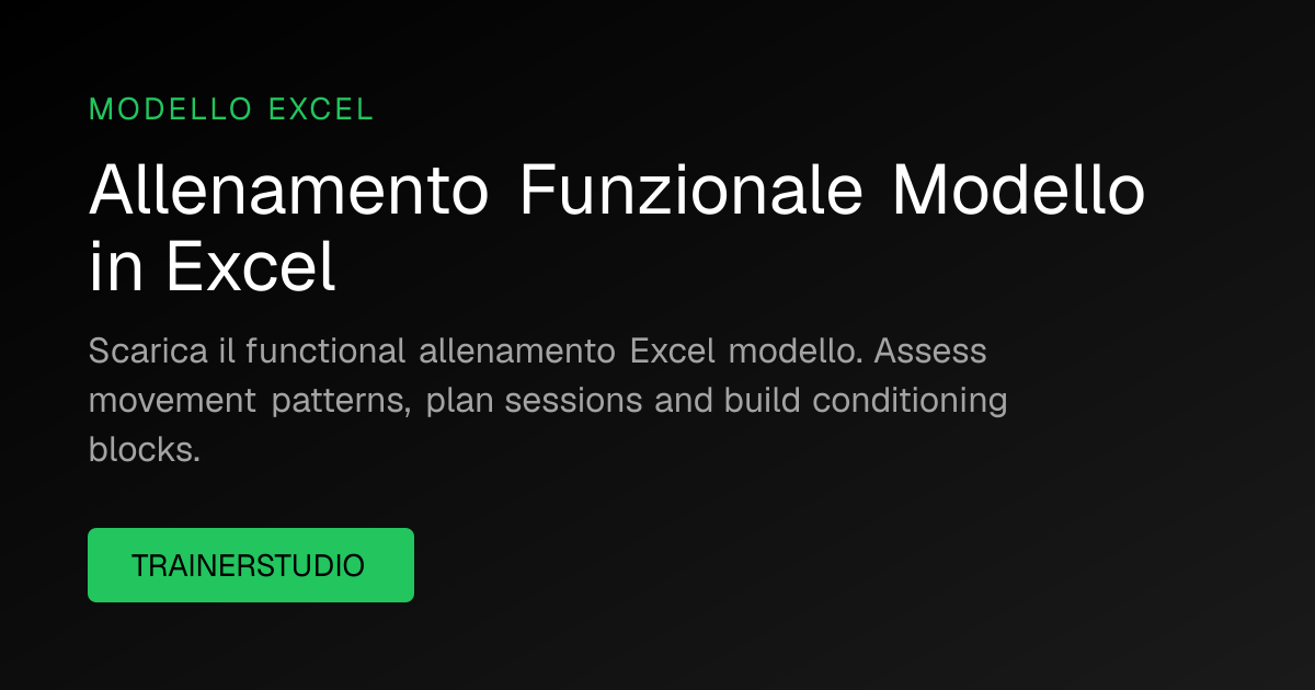 Modello gratuito Allenamento Funzionale Modello Excel 2026
