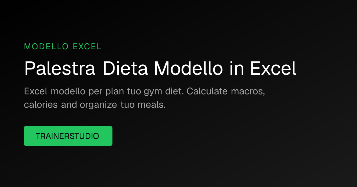 Modello gratuito Palestra Dieta Modello Excel 2026