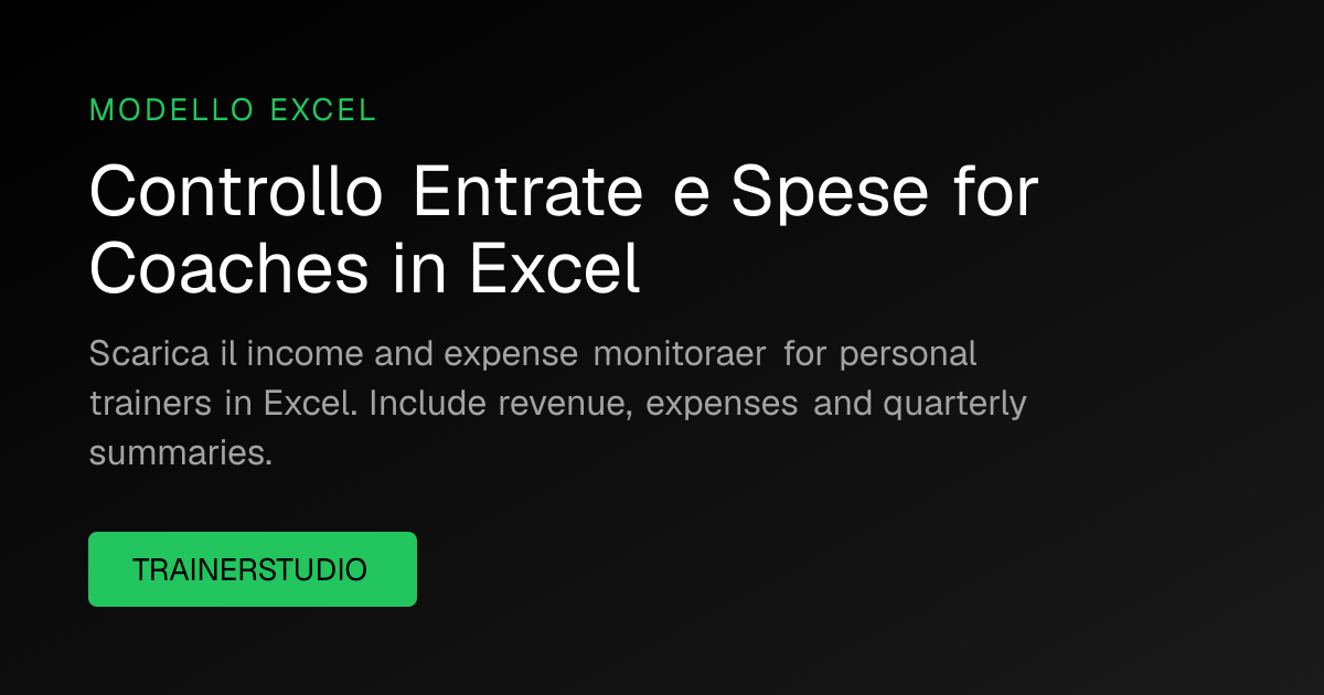 Modello gratuito Controllo Entrate e Spese for Personal Trainers Excel 2026